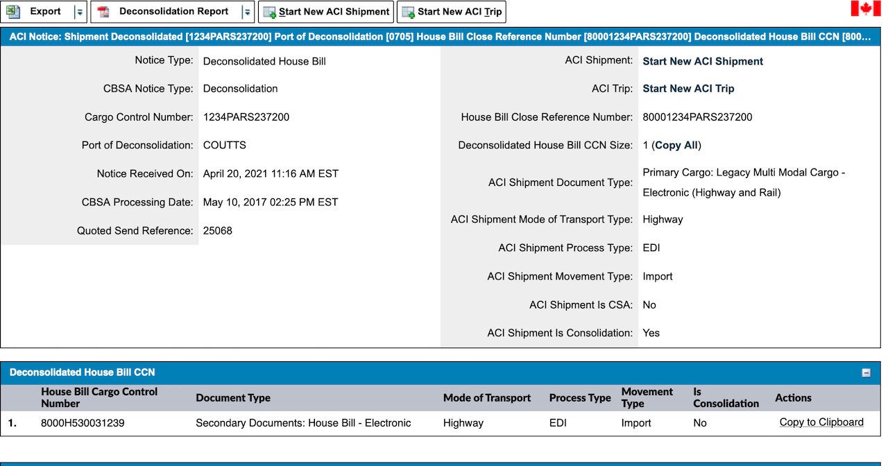 Back-to-Back De-consolidation example
