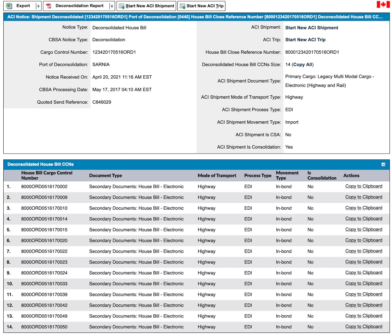 LCL de-consolidation example